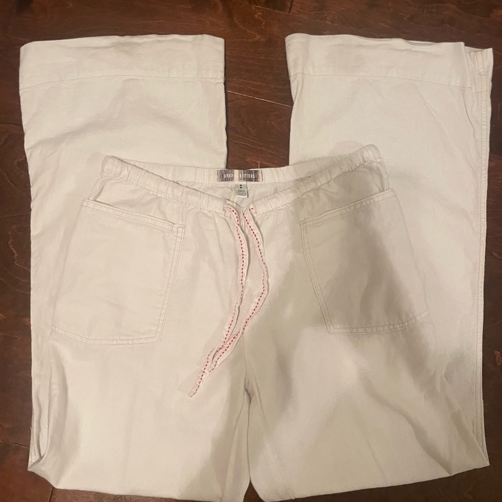 Cream Urban Outfitters Bell Bottom Linen Pants